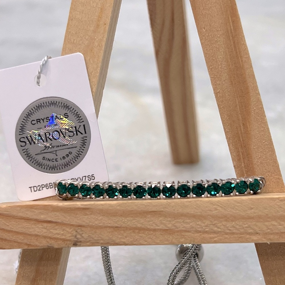 SWAROVSKI Emerald Crystal Sterling Silver BOLO Bar Bracelet